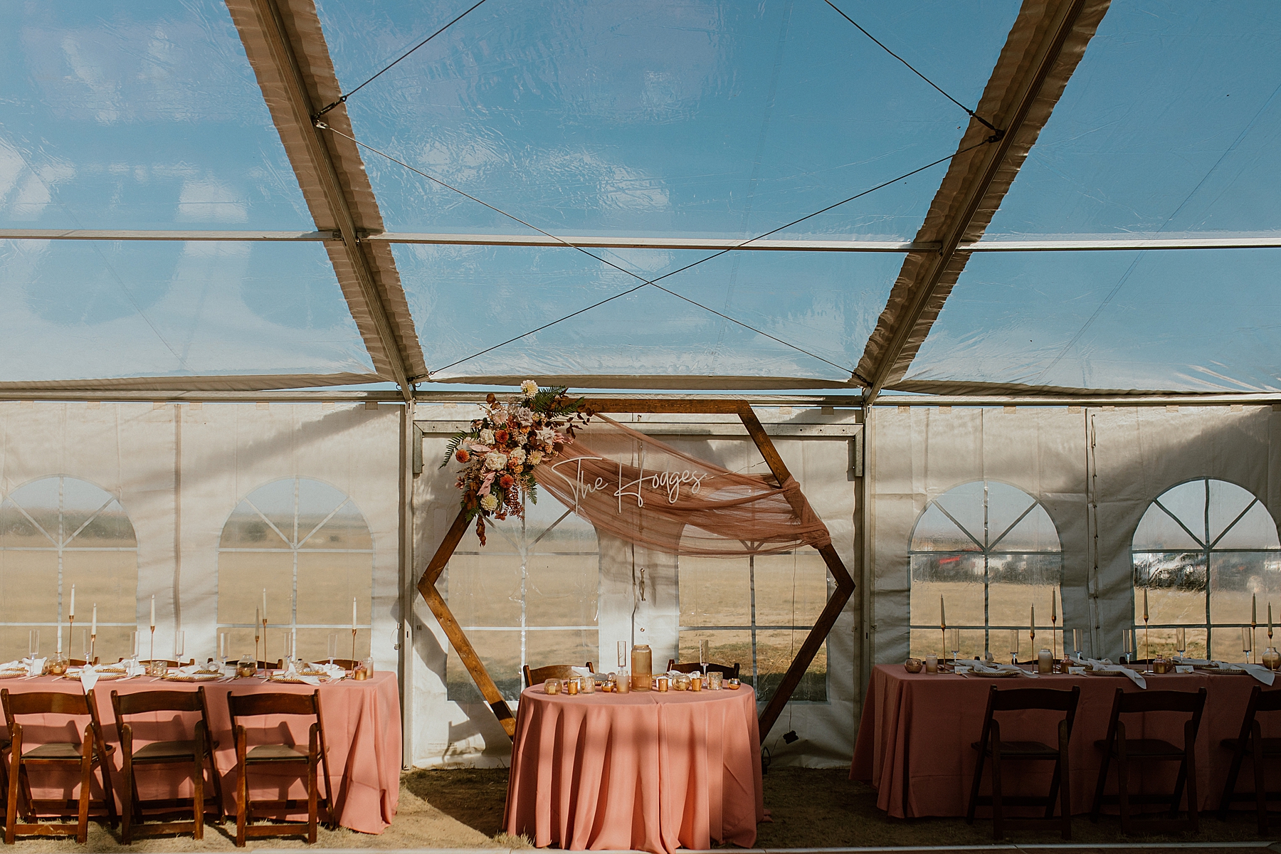 personalize your wedding location even if it's in the middle of a field like this one