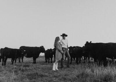 Western Engagement Session With Cows
