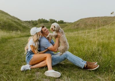 Football Fan Photo Engagement Session with Puppy